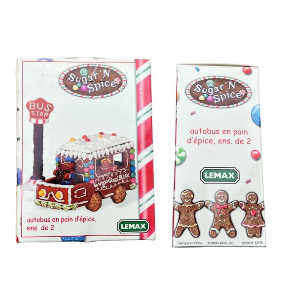 Lemax Sugar N Spice Y2K 2004 Gingerbread Bus Set of 2 Figurines and Candy Road - Picture 4 of 6